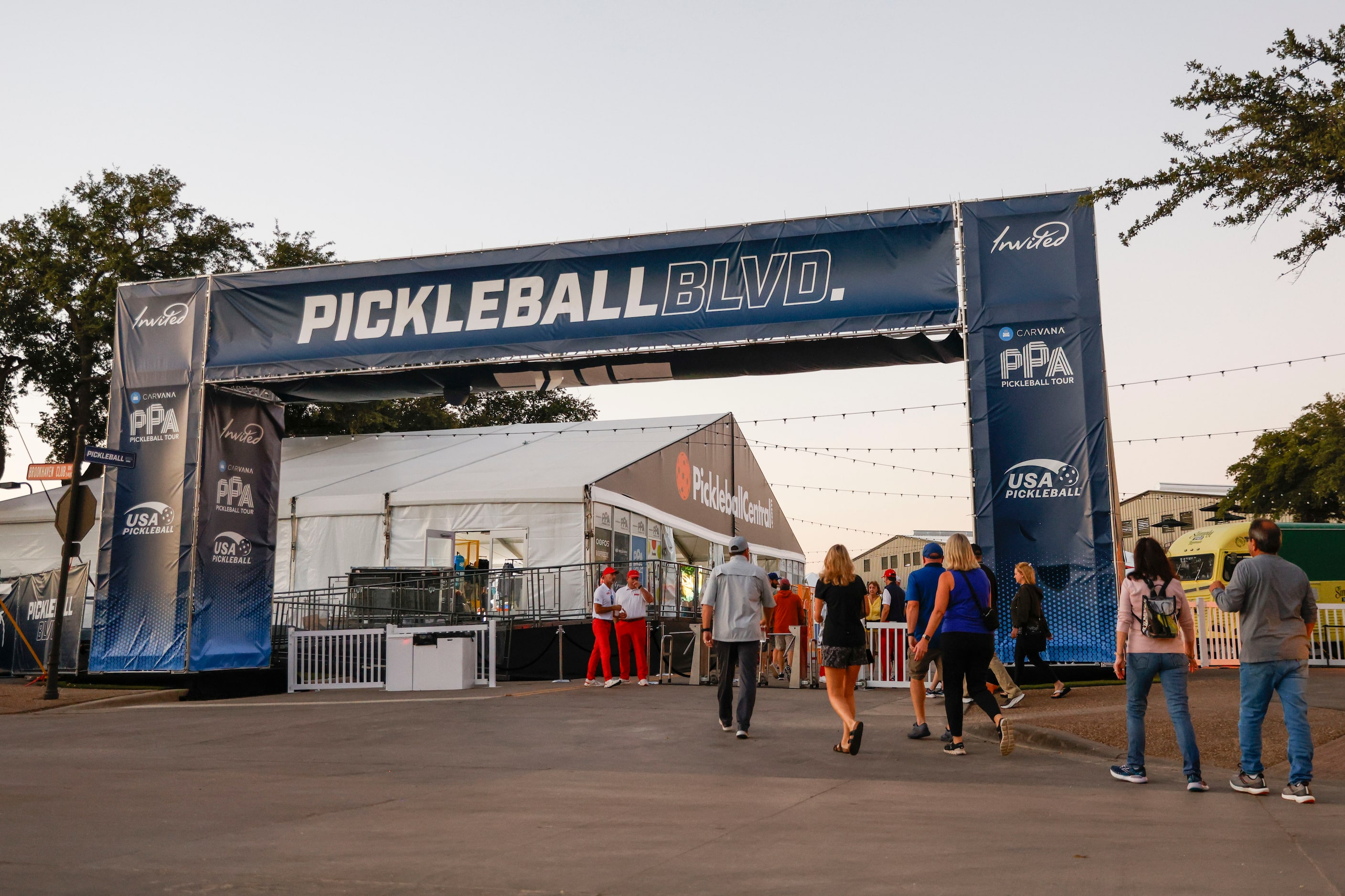 People enter through the main entrance of USA Pickleballl National Championship on Tuesday,...