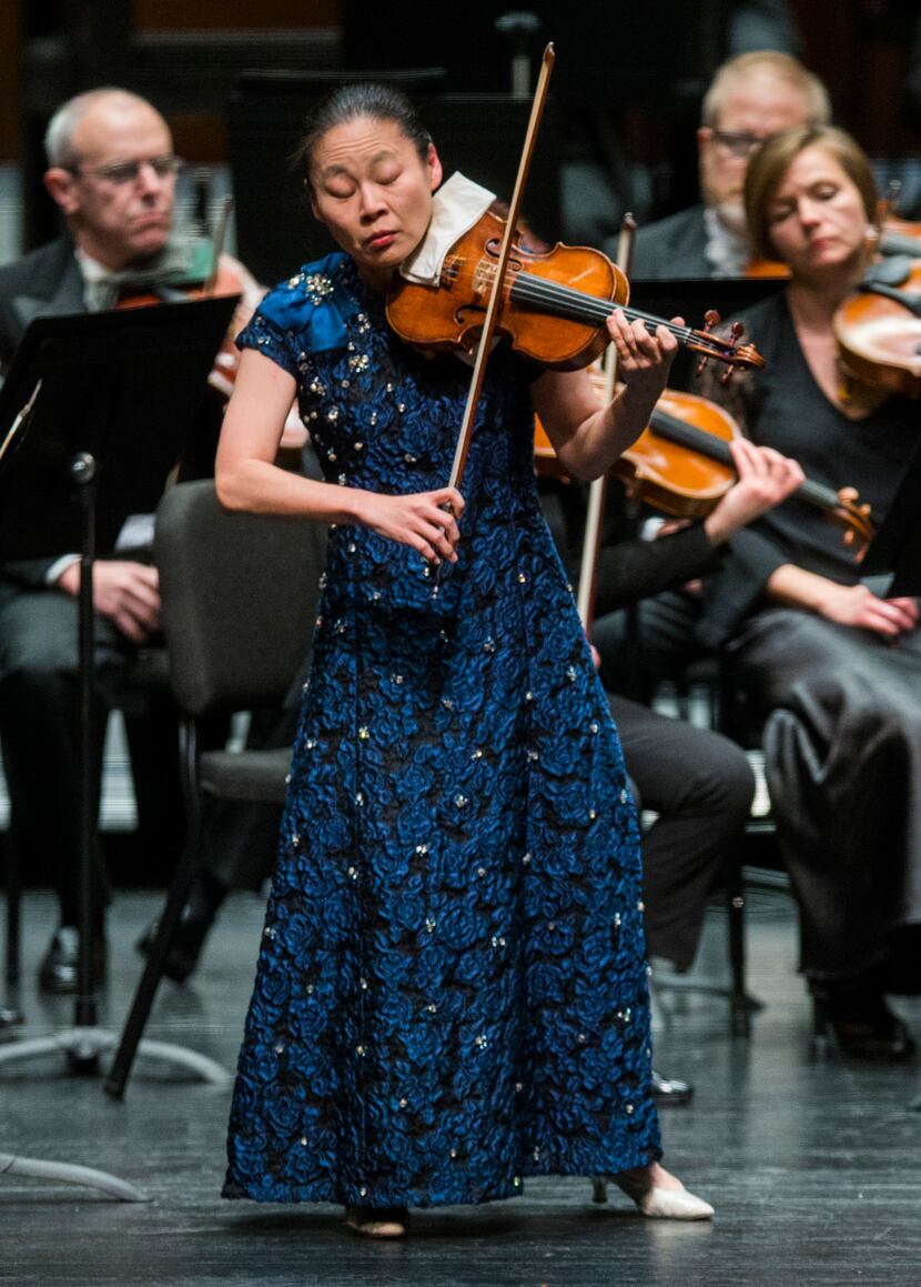Violin soloist Midori performs with the Fort Worth Symphony Orchestra during the Gala...