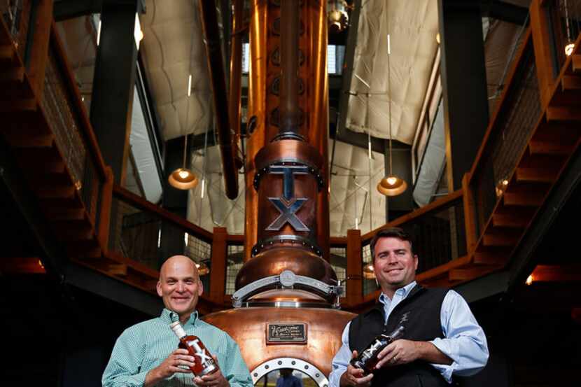 Leonard Firestone (left) and Troy Robertson inside their namesake distillery in 2017.