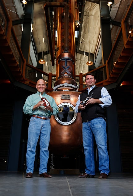 Leonard Firestone (left) and Troy Robertson inside their namesake distillery in 2017.