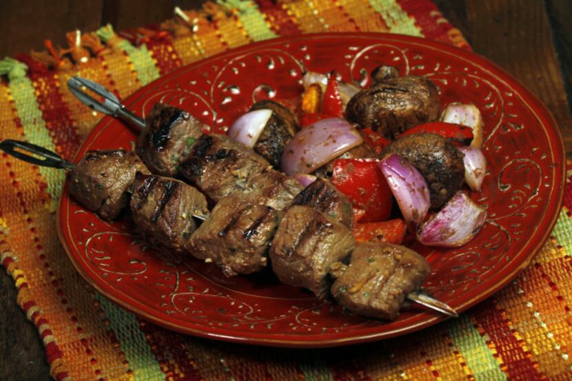 The beef in Thai Green Curry Marinated Beef Kebabs will take from four to six minutes to...