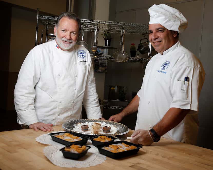 Chef Christos Tsatsoulas, (left) from Phyllosophy Bakery, and Alexandros Perdikomatis make...