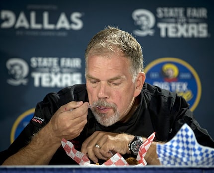 Chef Kent Rathbun tastes entries as he judges the 2016 Big Tex Choice Awards Sunday, August...