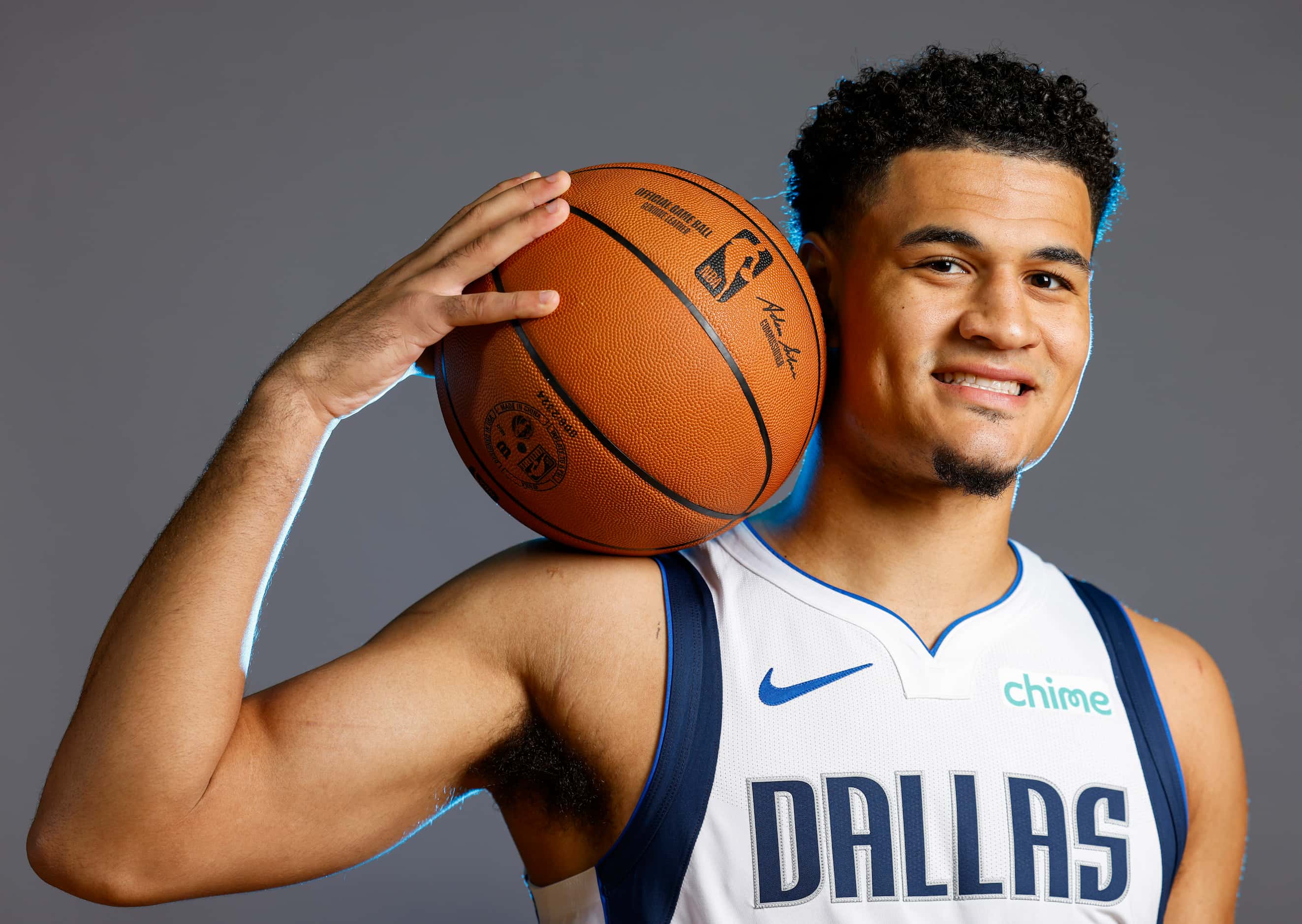 Dallas Mavericks’ Josh Green poses for a photo during the media day on Friday, Sept. 29,...