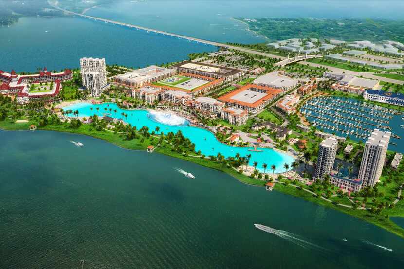 The $1 billion Bayside development on I-30 in Rowlett includes a fountain that the...