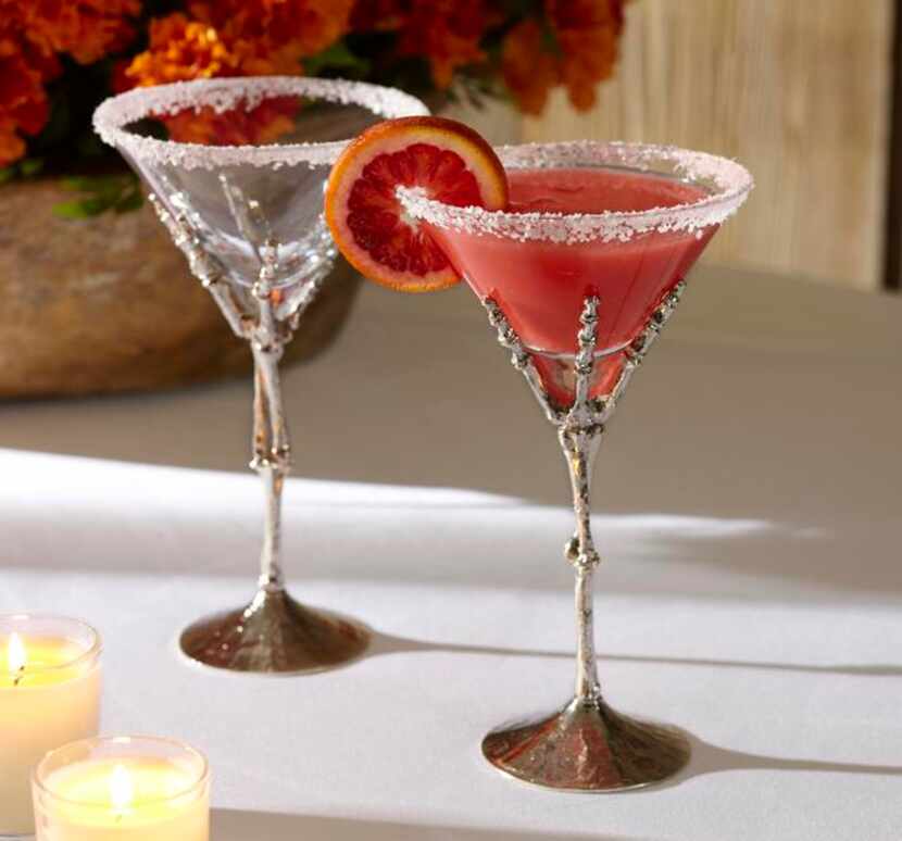 
Bony-fingered martini glasses, $19.50 at Pottery Barn in Dallas, Frisco and Southlake.

