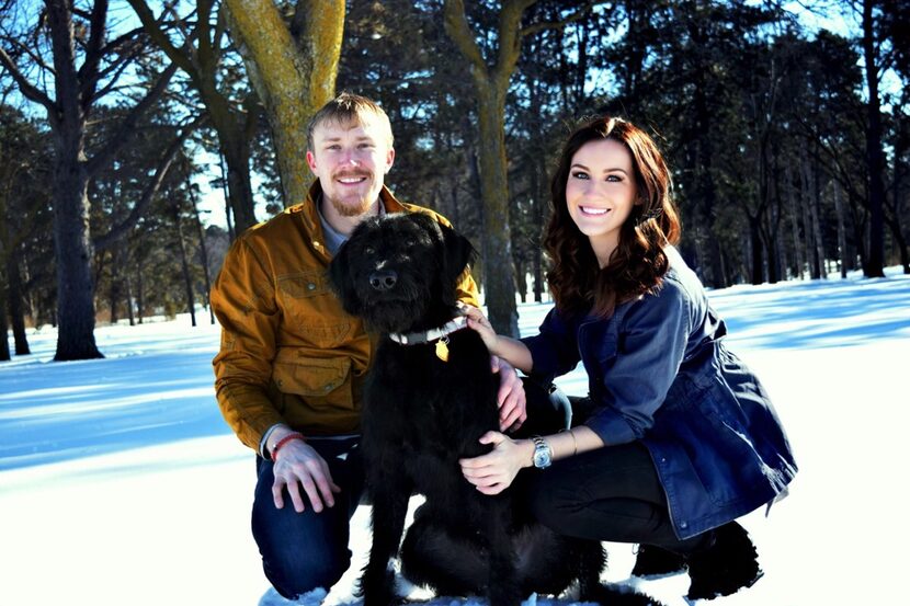 Jake Diekman and his fiance Amanda Soltero with Tucker