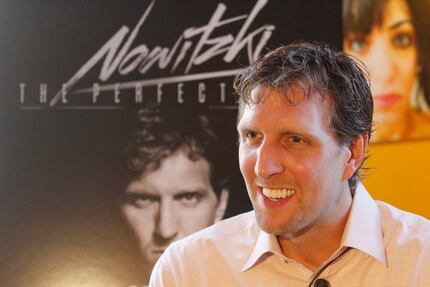 Dirk Nowitzki appeared at the U.S. premiere of his documentary "Nowitzki: The Perfect Shot"...