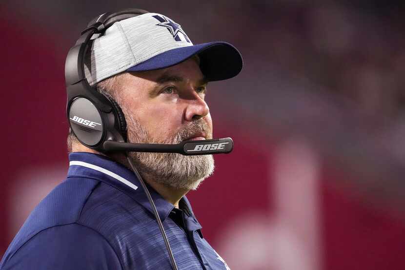 Dallas Cowboys head coach Mike McCarthy watches from the sidelines during the second half of...