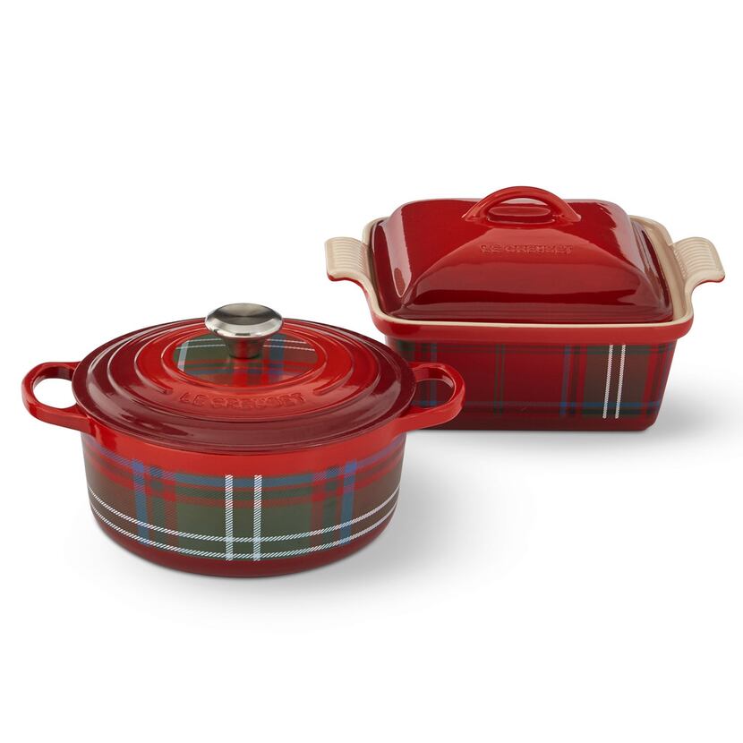 Tartan Dutch oven and covered baker by Le Creuset at Williams-Sonoma. 