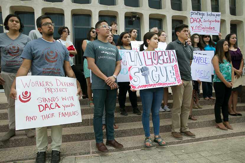 Students, parents and allies gathered on the plaza of the J.J.Pickle Federal Building in...
