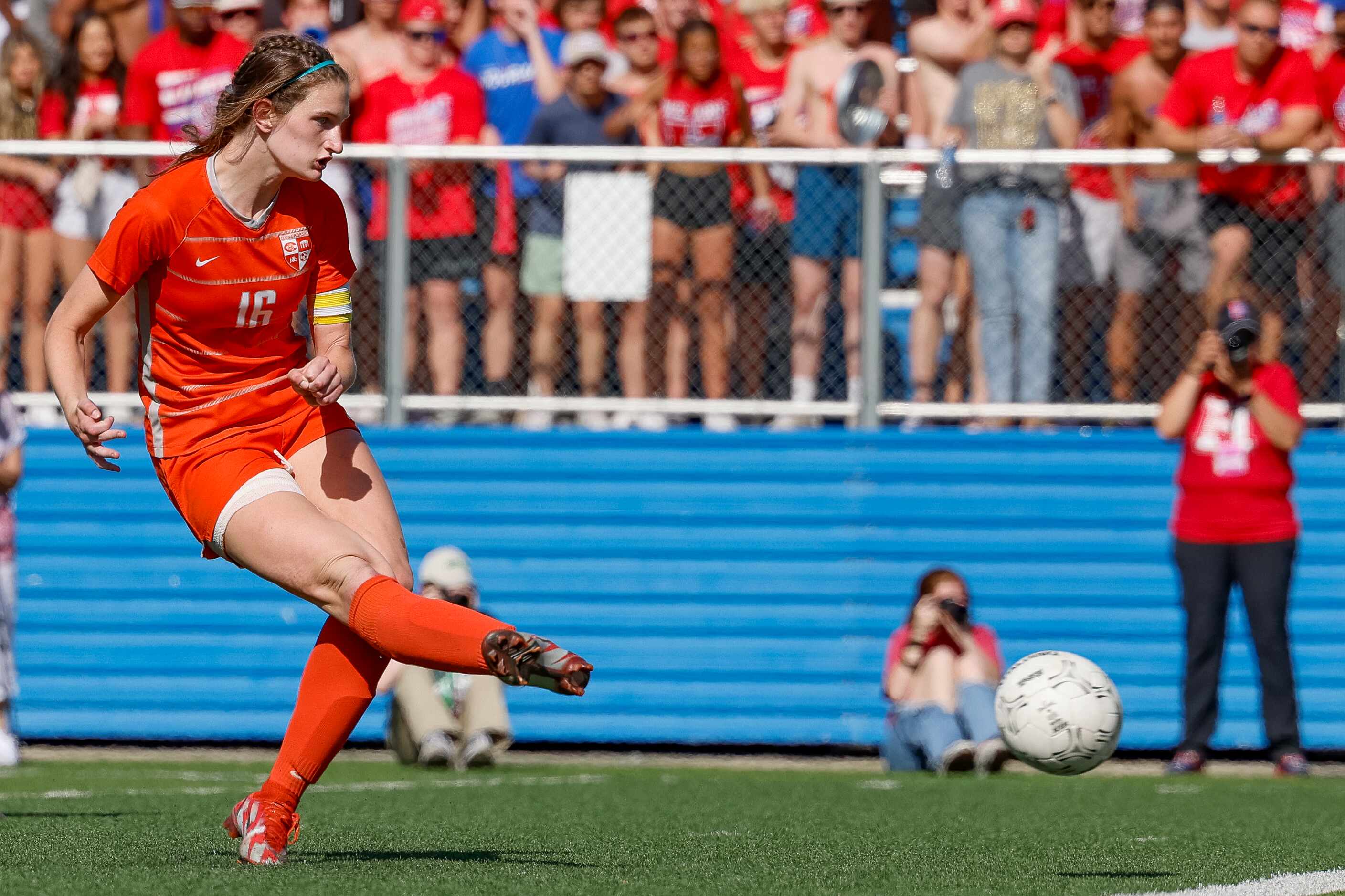 Celina forward Taylor Zdrojewski (16) scores the first penalty kick during a shootout in the...