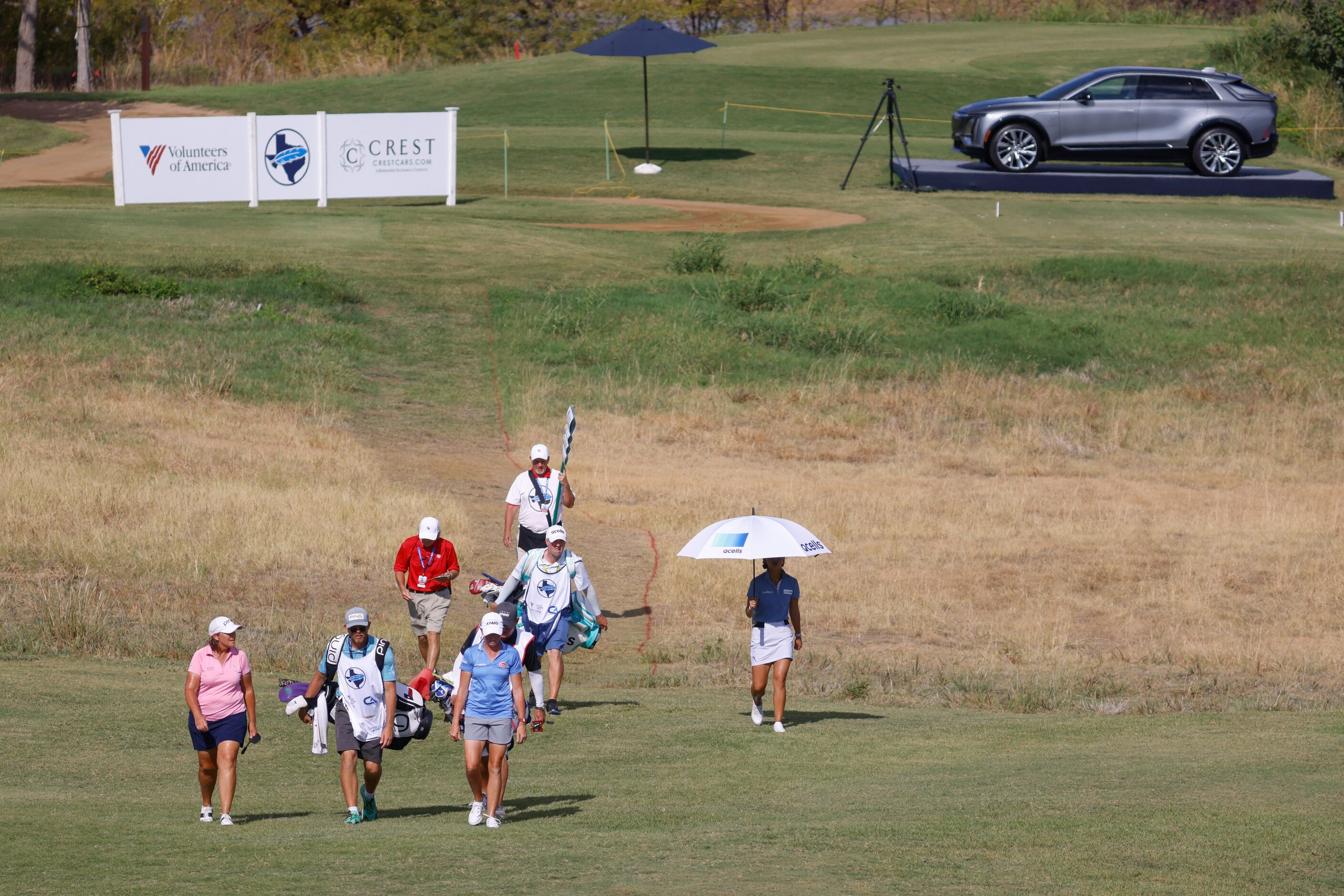 Players including Angela Stanford (front left) and Stacy Lewis (front right) of the United...