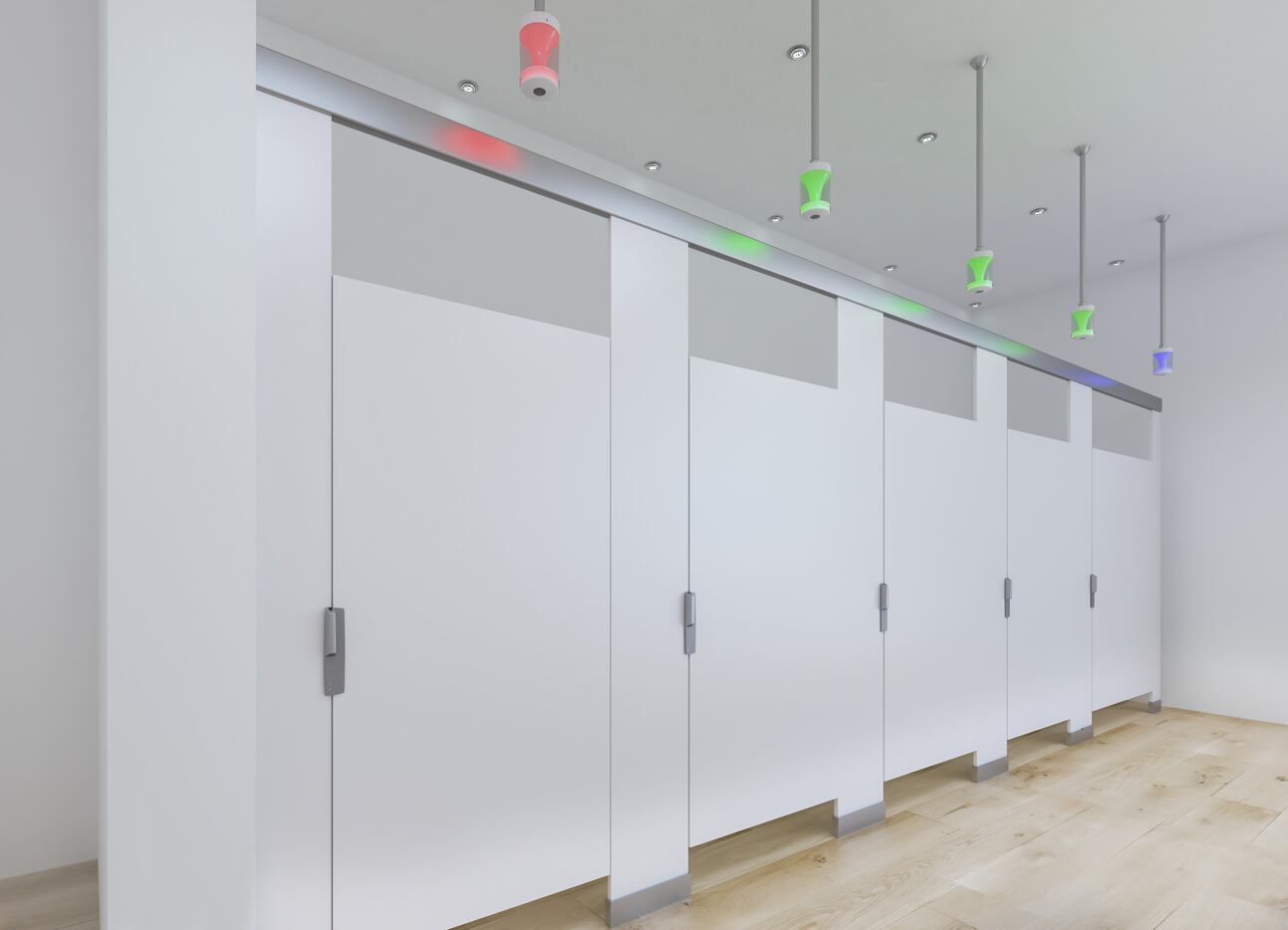 Here's a rendering of Tooshlights' smart restroom traffic system. It uses green and red...