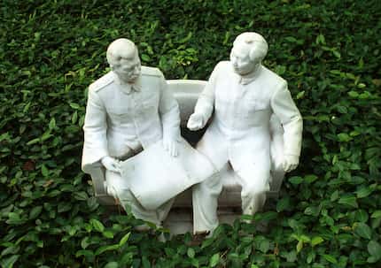 The Stalin and Mao-tse Tung sculpture that's part of Harlan Crow's sculpture garden.