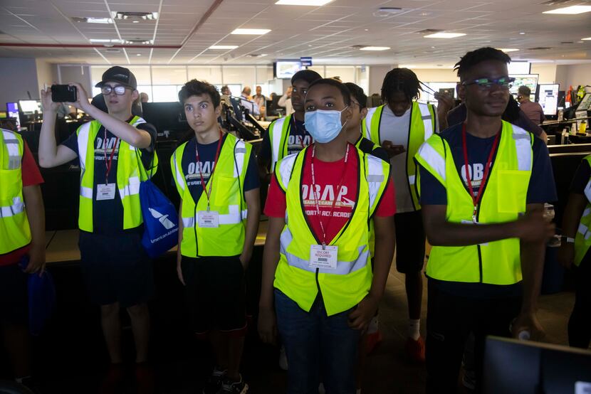 Students toured the American Airlines Hub Control Center during the Organization of Black...