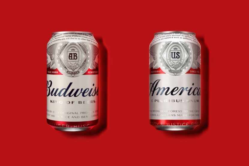 This photo provided by Anheuser-Busch shows a normal Budweiser can, at left, and at right, a...