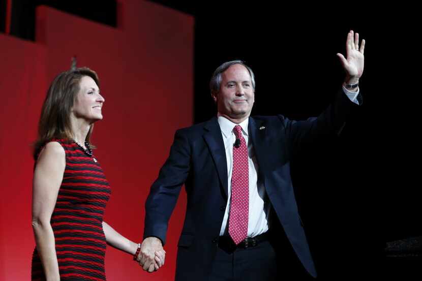 Texas Attorney General Ken Paxton and his wife Angela Paxton, who was elected to the Texas...