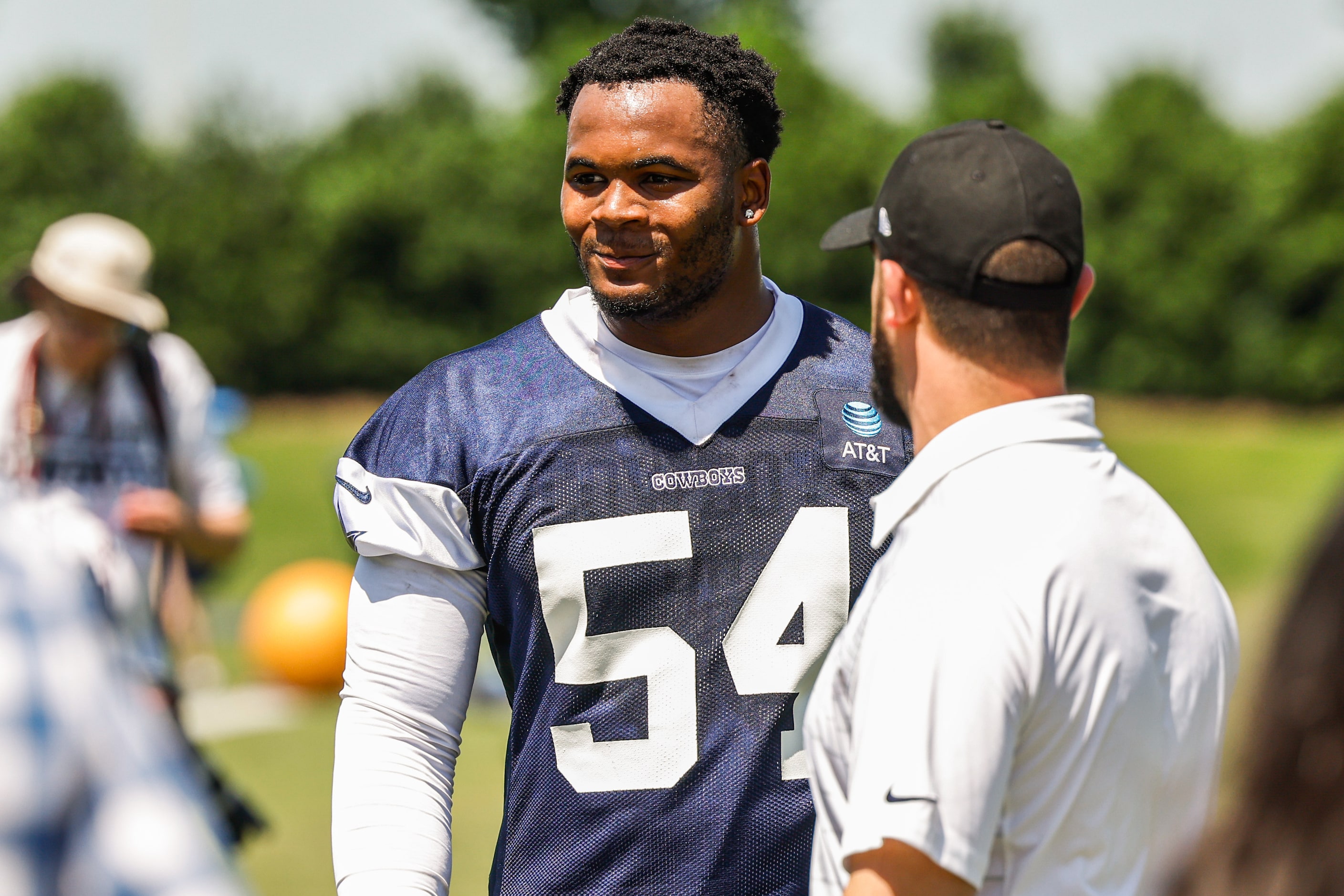 Dallas Cowboys (54) Sam Williams as he leaves the field after a Cowboys rookie minicamp at...