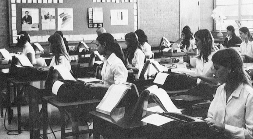 Girls at Bishop Lynch learned to type in the 1960s. The campus became coed in 1974, but the...