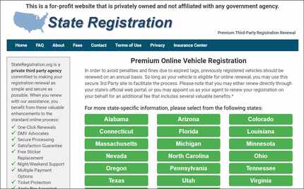 StateRegistration.org es un sitio que ofrece registrar su vehículo, pero no es un sitio...