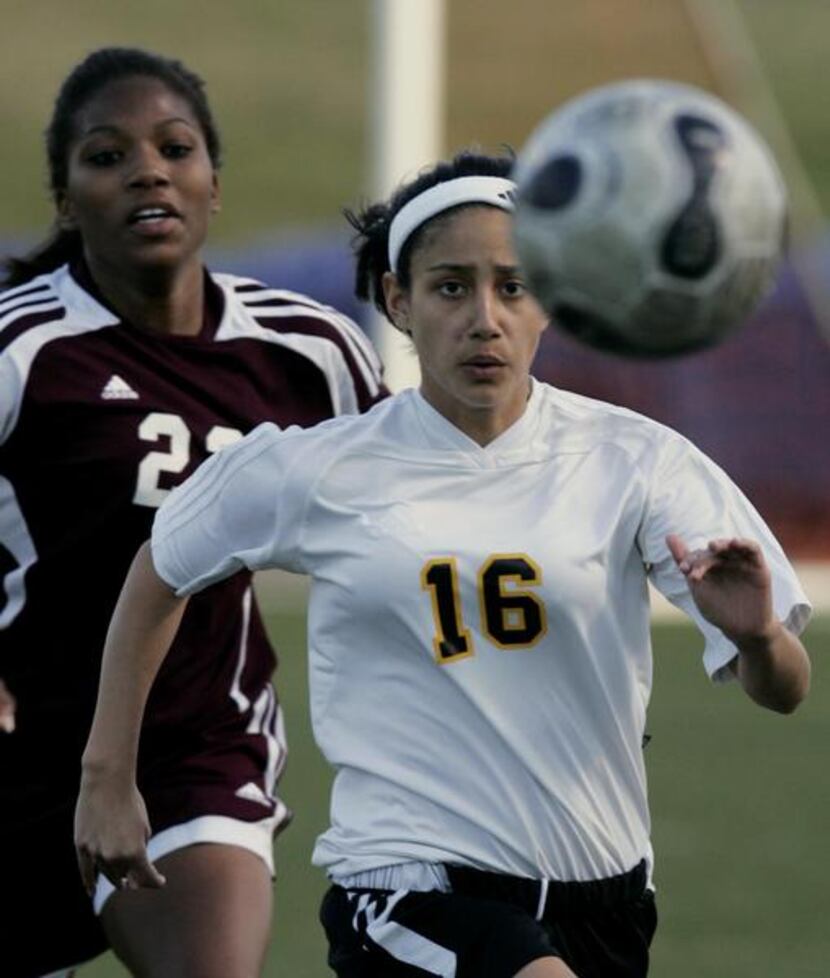 Diggs (23), left, played soccer for Rowlett High School, as well as club teams. She and...