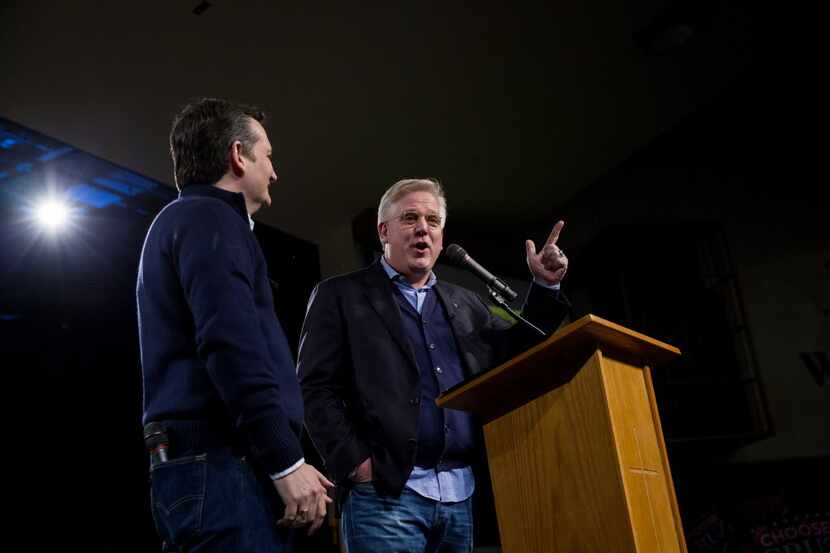 Glenn Beck, the conservative talk show host, introduces Sen. Ted Cruz at a campaign rally at...