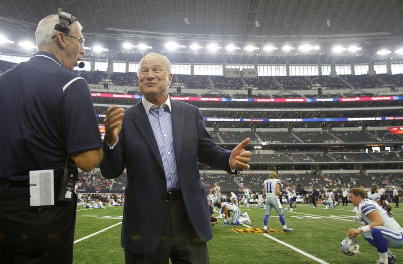 FILE - Former Dallas Cowboys head coach Barry Switzer on the sidelines before a game between...