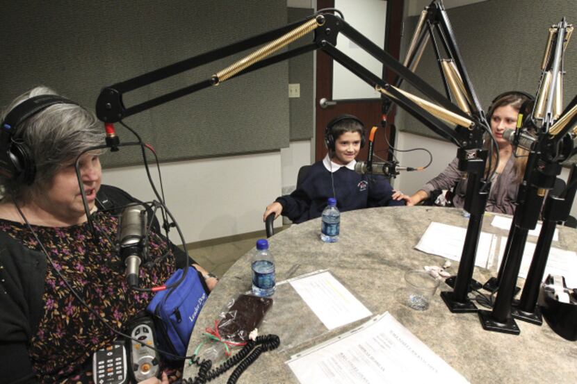 Donna Miller (left) of Dallas Lighthouse for the Blind interviewed Zach Thibodeaux and his...