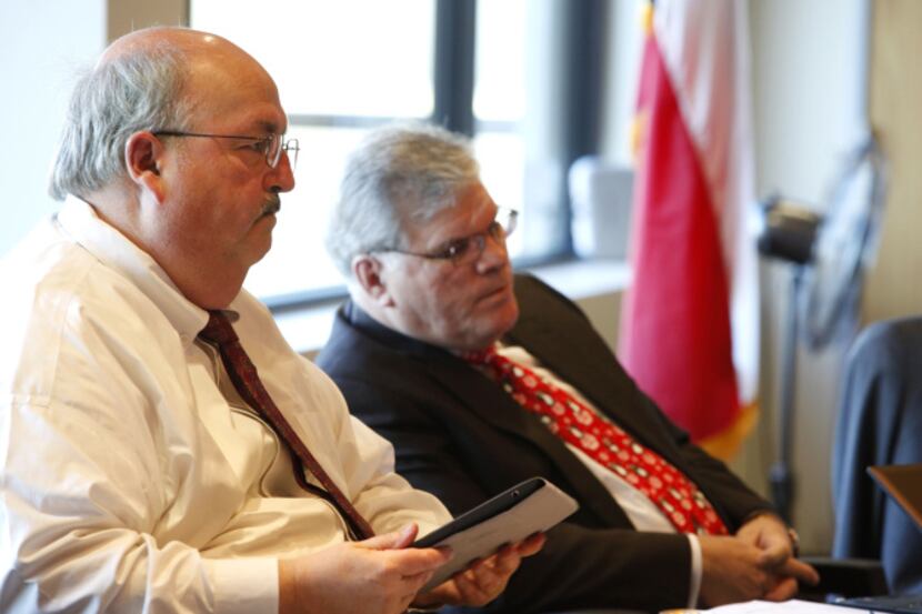 Richard Tettamant, adminstrator of the Dallas Police and Fire Pension System (left), and Don...