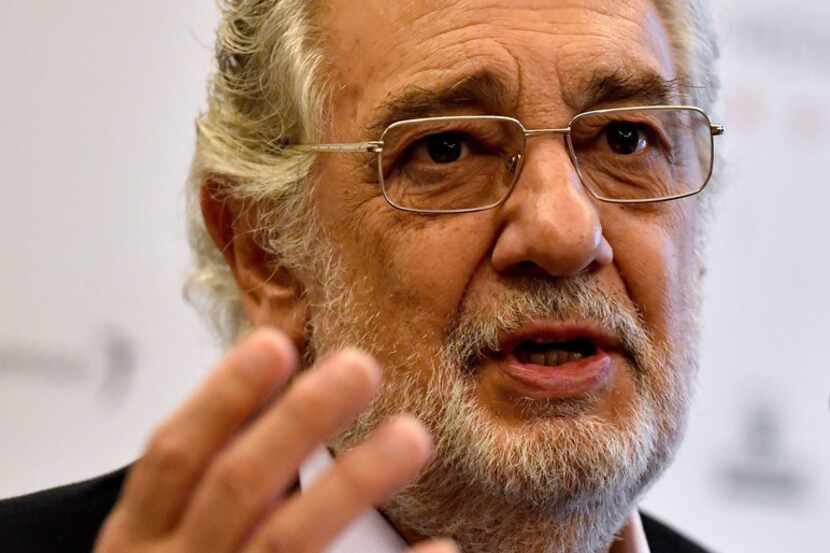 Spanish tenor Placido Domingo speaks during a press conference on July 17, 2017 