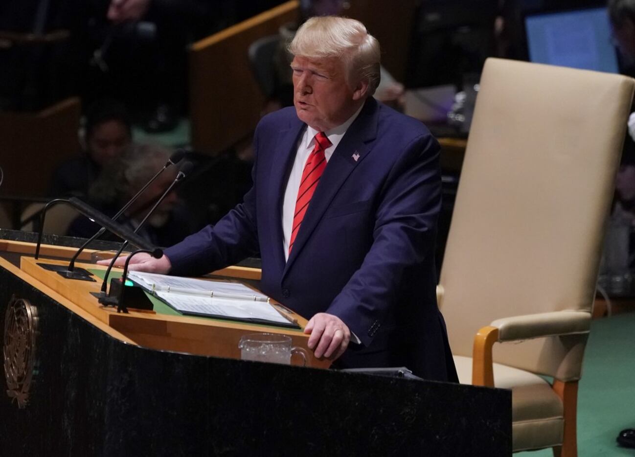 President Donald Trump speaks during the 74th Session of the United Nations General Assembly...