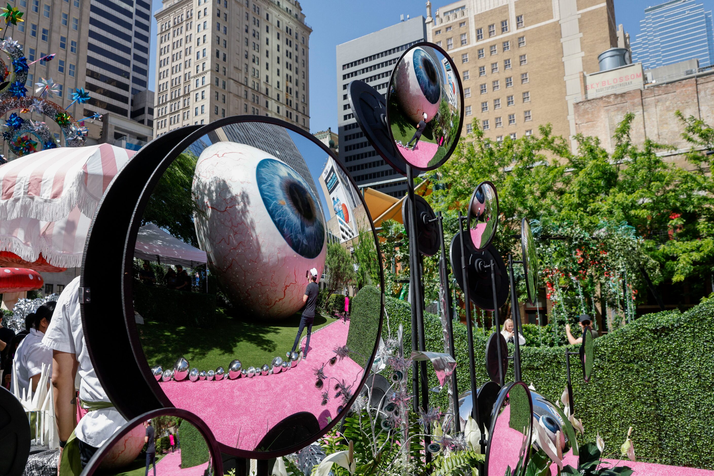 Mirrors at the Eyeboretum reflect The Eye at the Joule on Friday.