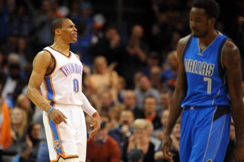 Feb 19, 2015; Oklahoma City, OK, USA; Oklahoma City Thunder guard Russell Westbrook (0)...