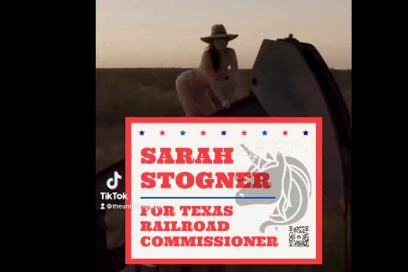 Photo courtesy Texas Railroad Commission candidate Sarah Stogner from a TikTok video she...