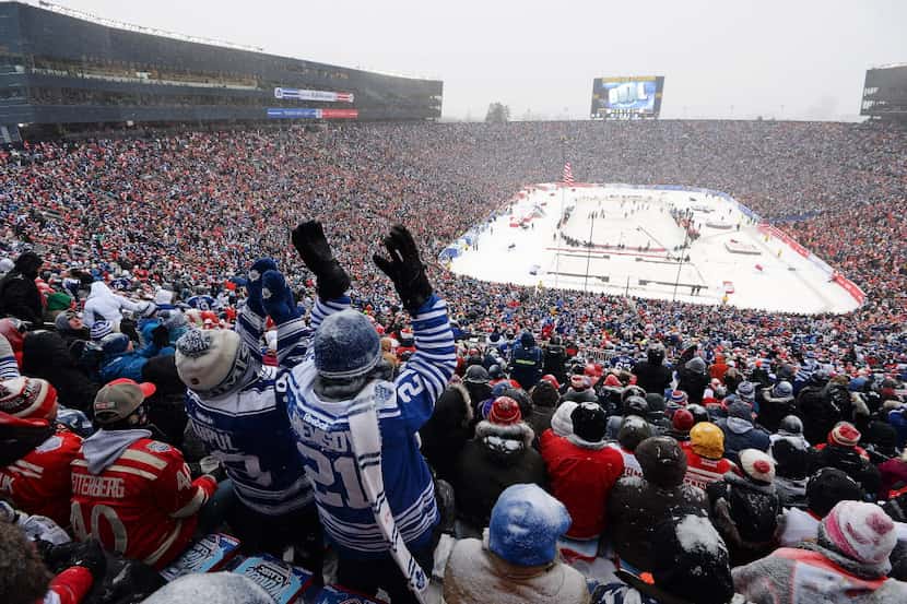ANN ARBOR, MI - JANUARY 1:  (EDITORIAL USE ONLY)  Toronto Maple Leafs fans cheer after their...