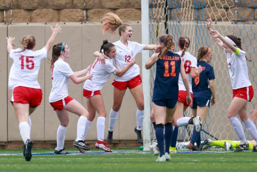 Grapevine celebrates a goal by Grapevine forward Samantha Larsen (12) during the second half...