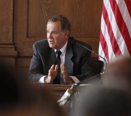 Dr, Jeffrey Barnard testifes during a mock trial for Lee Harvey Oswald in the assassination...