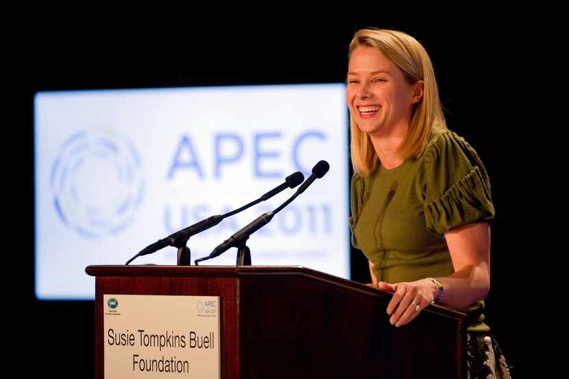 Marissa Mayer, vice president location and local services of Google Inc., speaks during the...