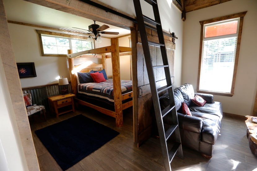 Interior view of The Texan House at the Cabins on Bearpen Creek in Royse City, Texas on...