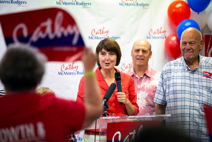 Cathy McMorris Rodgers prepares to give a speech after receiving the news that she took the...