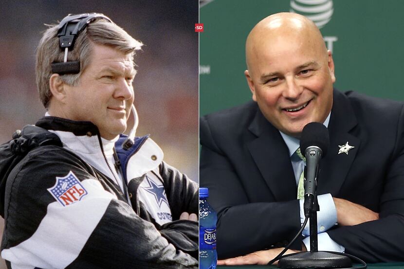 Left: Former Dallas Cowboys head coach Jimmy Johnson (John Rhodes/The Dallas Morning News) /...