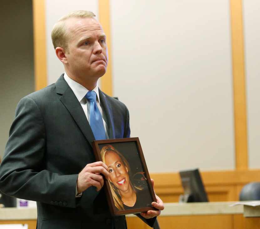 Collin County prosecutor Zeke Fortenberry showed jurors a photograph of Christina Morris...