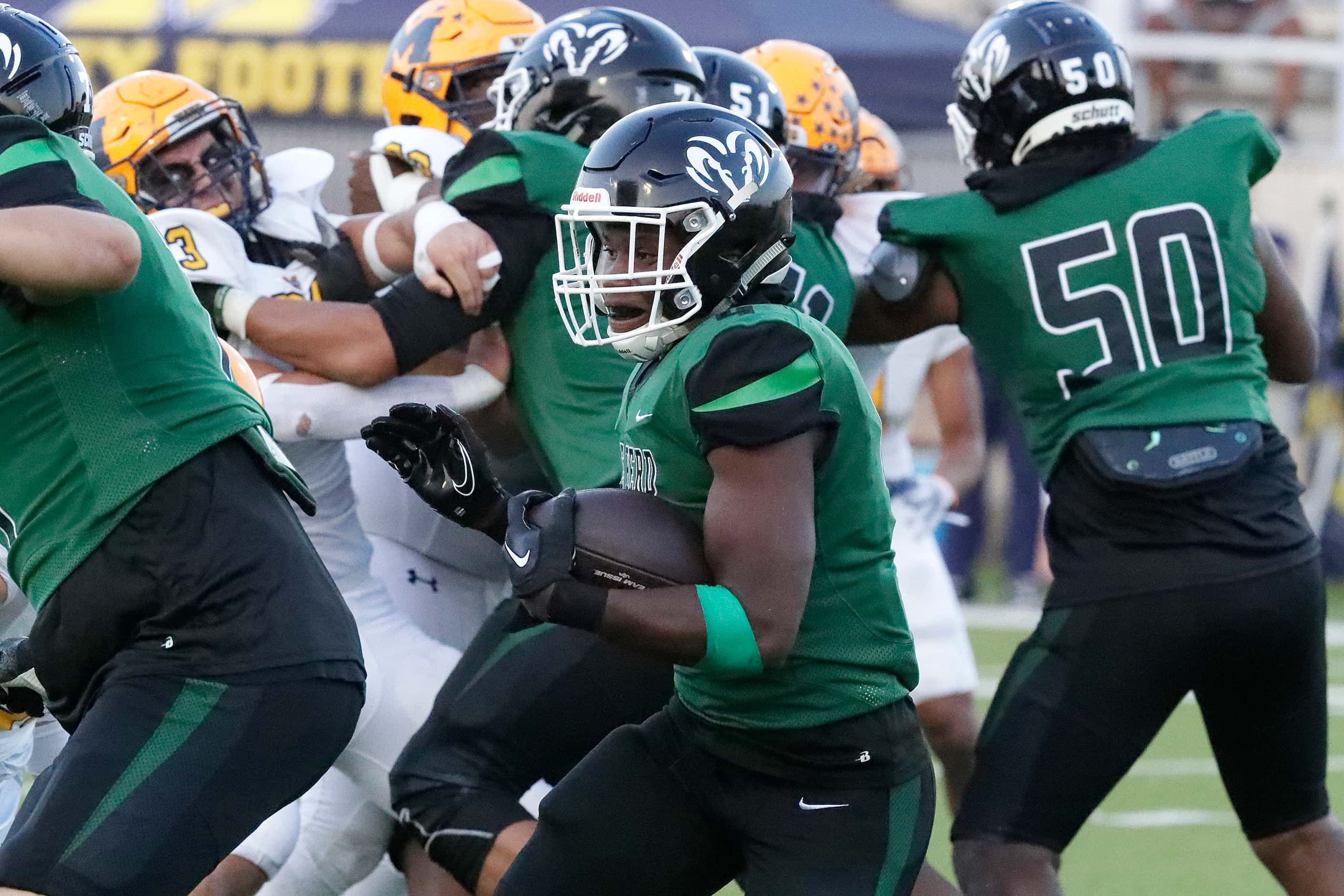 during the first half as Berkner High School hosted McKinney High School in a 6A non...