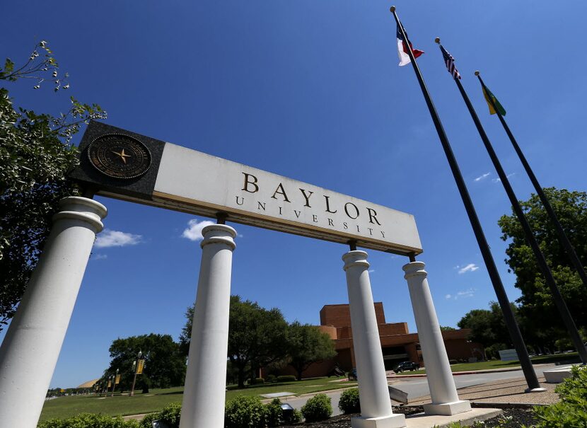 A sign of Baylor University is seen on South University Parks Drive in Waco, Texas, Tuesday,...