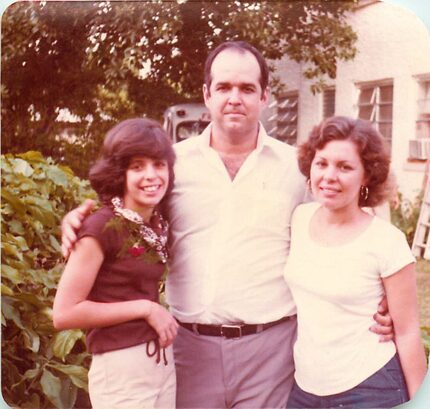  Yvette Ostolaza, left, age 12, with her parents, Oscar and Carmen Ostolaza at a Friend's...