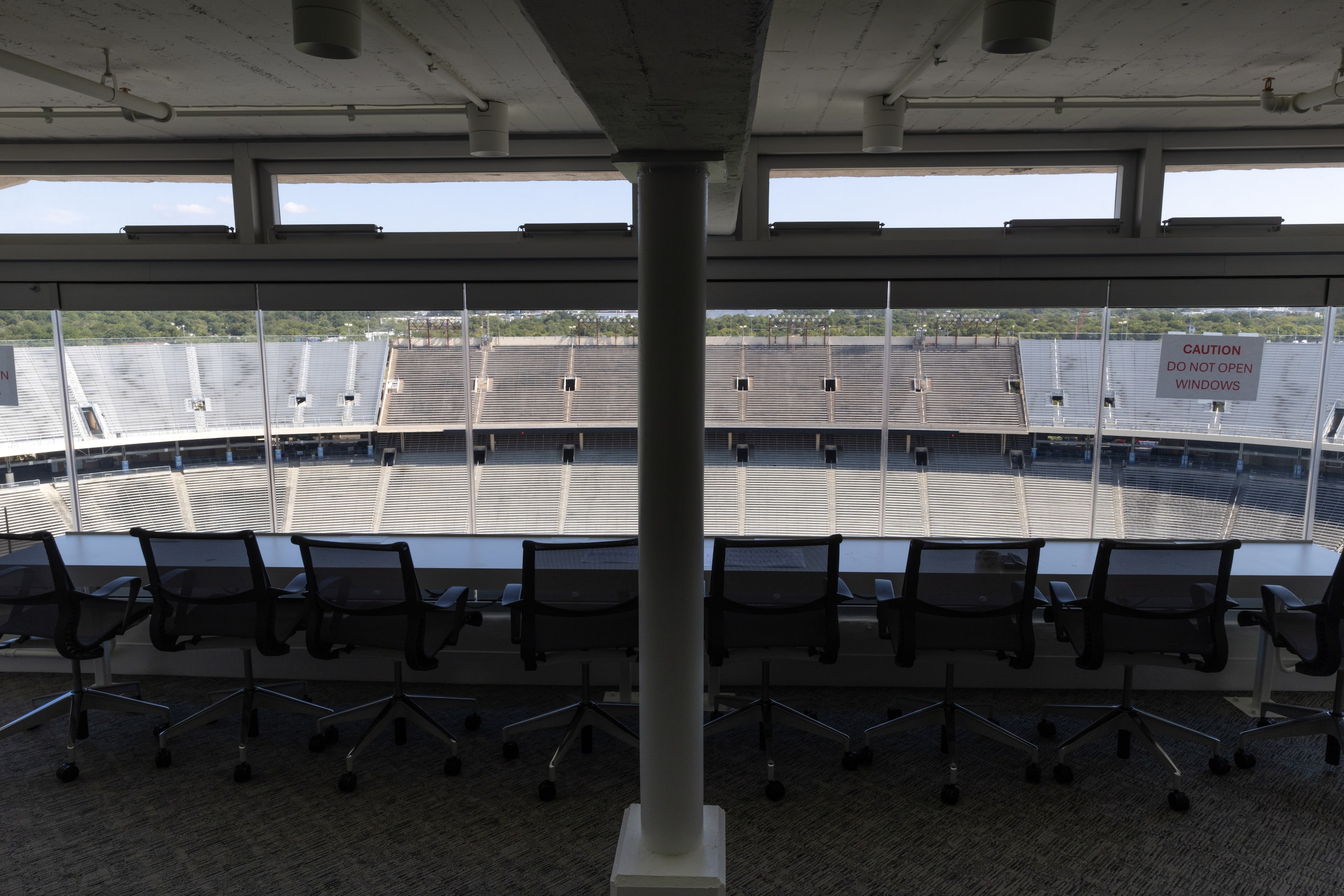 The national broadcast studio in the Cotton Bowl at the State Fair of Texas in Dallas on...