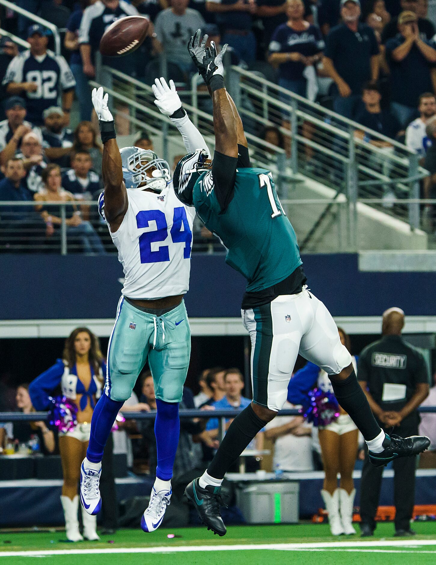 Dallas Cowboys cornerback Chidobe Awuzie (24) defends a pass intended for Philadelphia...