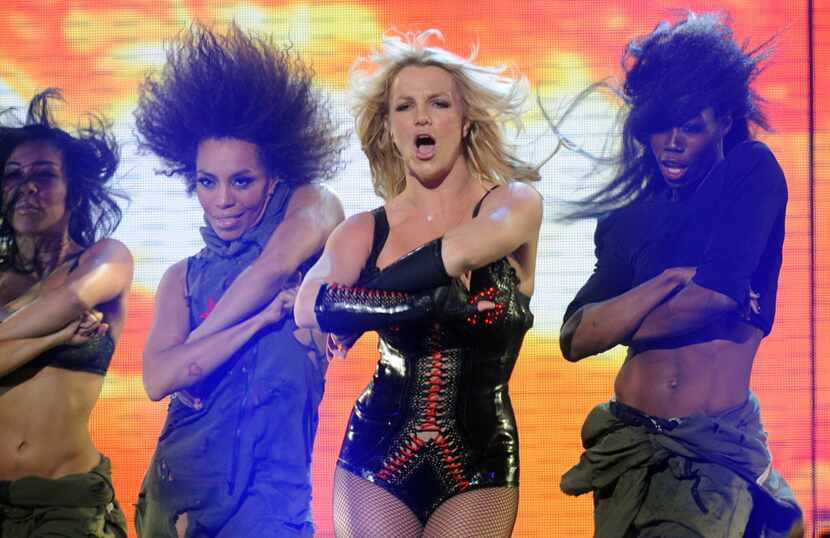 Britney Spears performs onstage at the Bill Graham Civic Auditorium in San Francisco,...