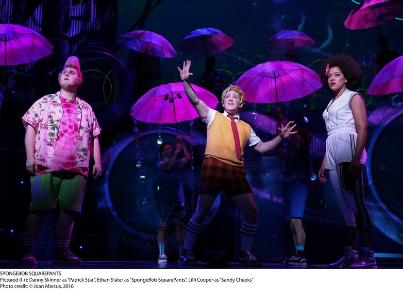 (from l-r) Danny Skinner, Ethan Slater and Lilli Cooper in the Chicago production of...